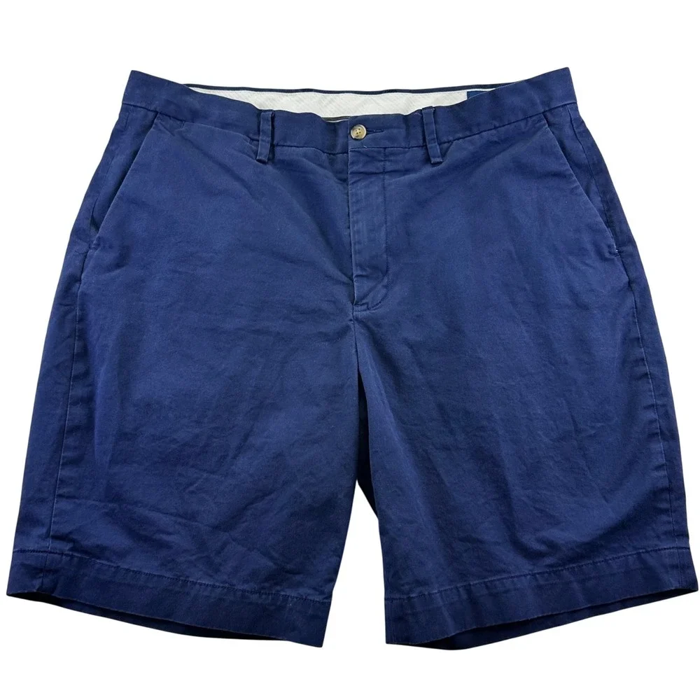 Polo Ralph Lauren Mens Navy Blue Stretch Classic Fit Chino Shorts Size 34
